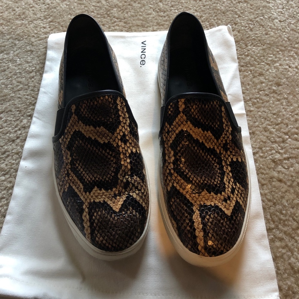 Vince snake print leather sneakers